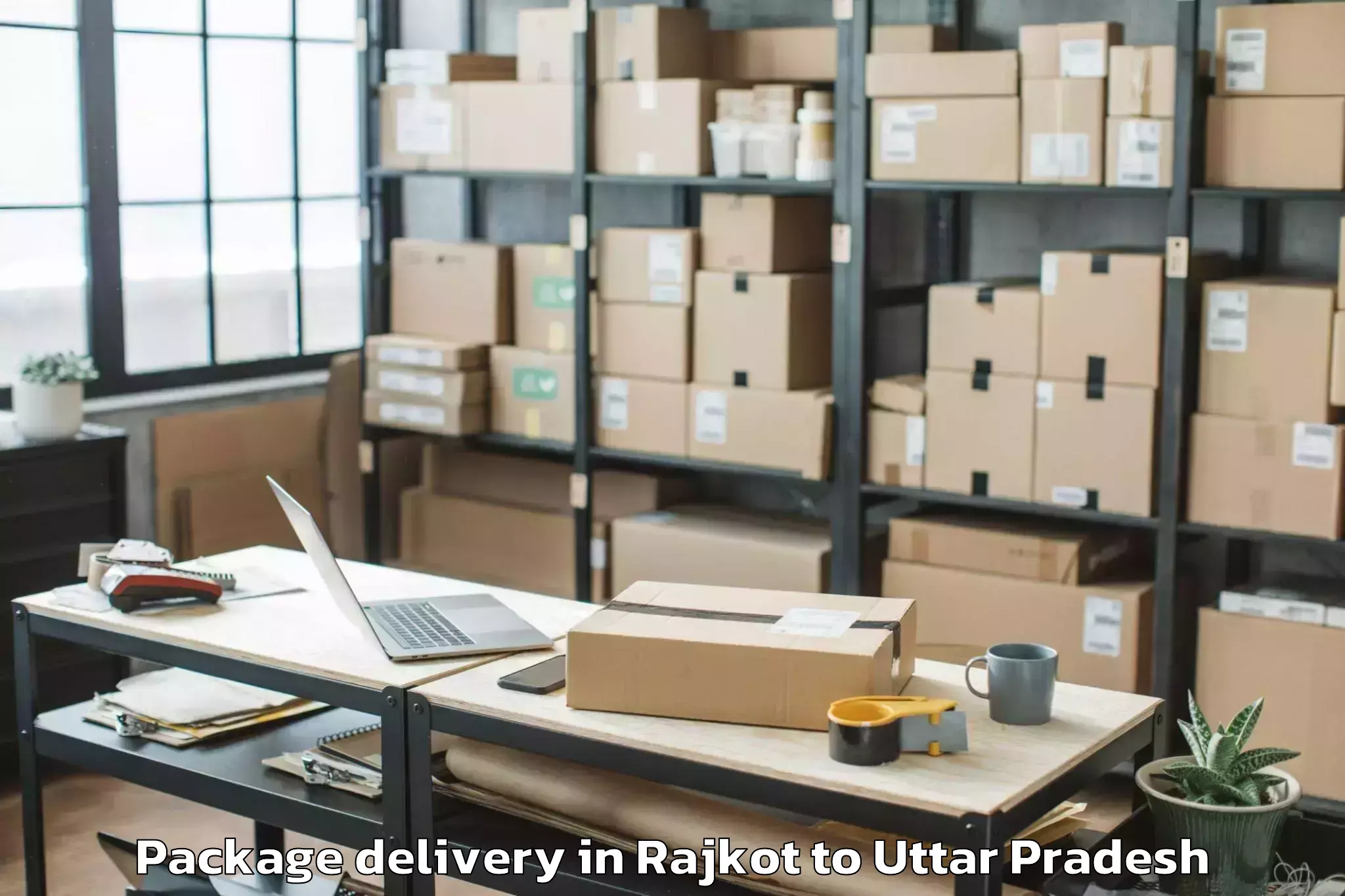 Top Rajkot to Belthara Road Package Delivery Available